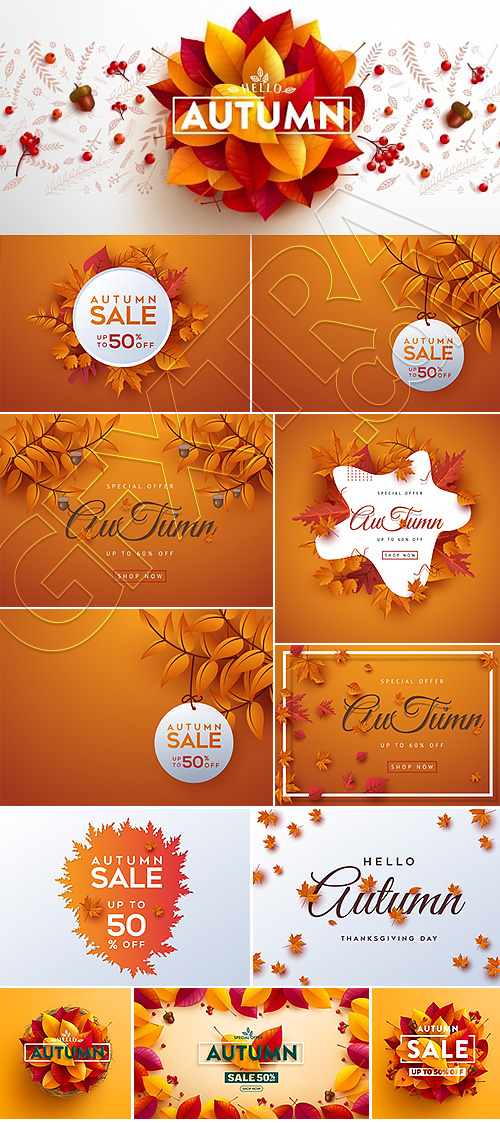 Autumn Sales Vector Collection 50xEPS Autumn Sales Vector Collection 50xEPS