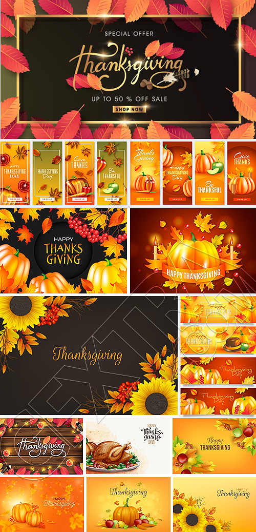Thanksgiving Backgrounds & Banners 23xEPS Thanksgiving Backgrounds & Banners 23xEPS