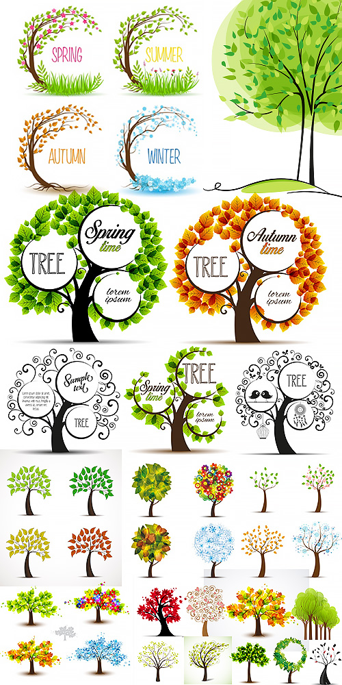 Trees in Four Seasons - Spring, Summer, Autumn & Winter 25xEPS Trees in Four Seasons - Spring, Summer, Autumn & Winter 25xEPS