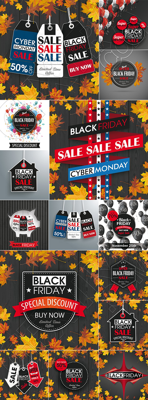 Black Friday Autumn Concept Labels & Sale Templates 42xEPS Black Friday Autumn Concept Labels & Sale Templates 42xEPS