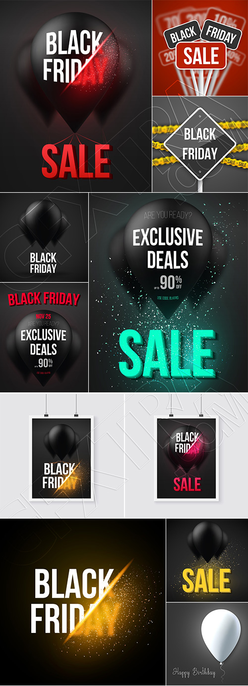 Black Friday Flyer Banner Logo Sticker Sale Invitation Cards 25xEPS Black Friday Flyer Banner Logo Sticker Sale Invitation Cards 25xEPS
