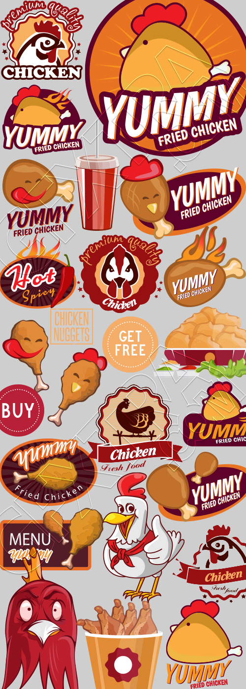 Yummy Fried Chicken Logos 6xEPS Yummy Fried Chicken Logos 6xEPS