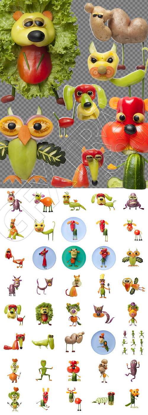 Creative Vegetables Animals on White Background 40xJPG Creative Vegetables Animals on White Background 40xJPG