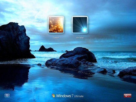 The welcome screen for Windows 7 - Blue Ocean