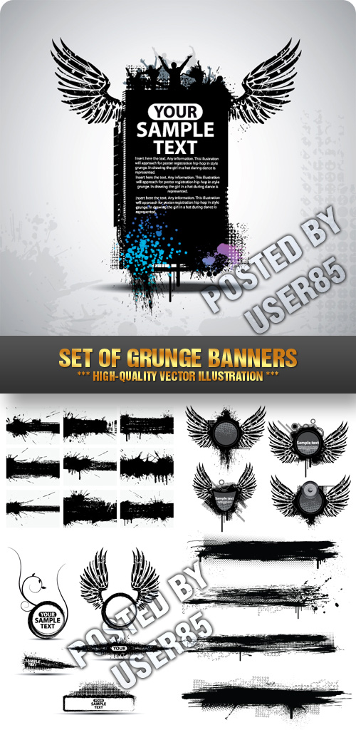 Stock Vector - Set of Grunge Banners