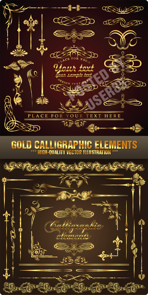 Stock Vector - Gold Calligraphic Elements
