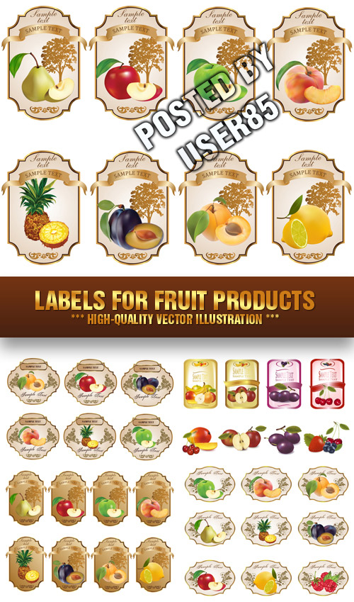 Stock Vector - Labels for Fruit Products
