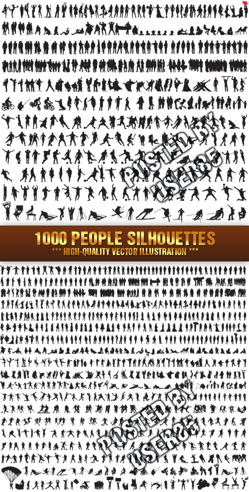 Stock Vector - 1000 People Silhouettes