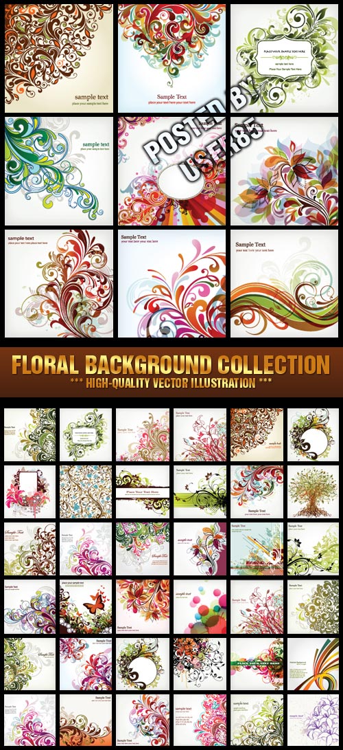 Stock Vector - Floral Background Collection 5xEPS