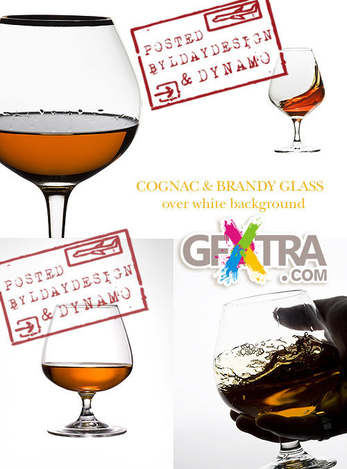 Cognac & brandy glass over white background - Stock Photo
