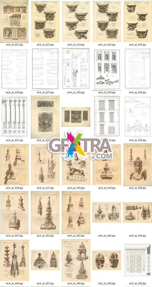 Architectural Elements - Selection of Old Engravings 648xJPGs