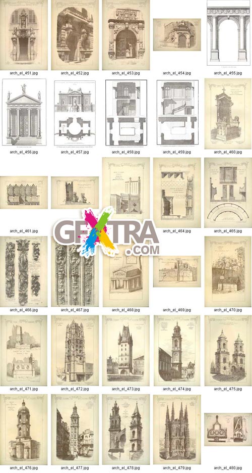 Architectural Elements - Selection of Old Engravings 648xJPGs