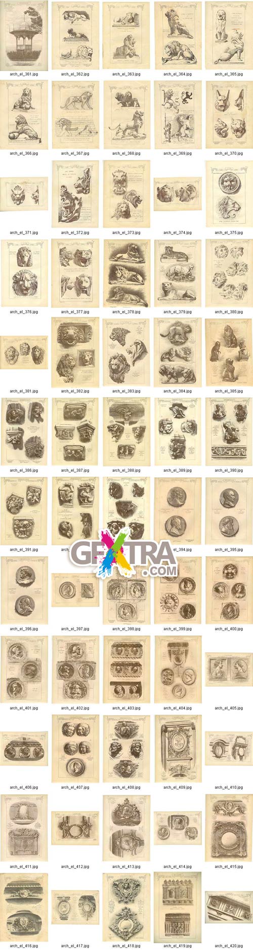 Architectural Elements - Selection of Old Engravings 648xJPGs