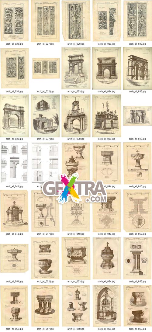 Architectural Elements - Selection of Old Engravings 648xJPGs