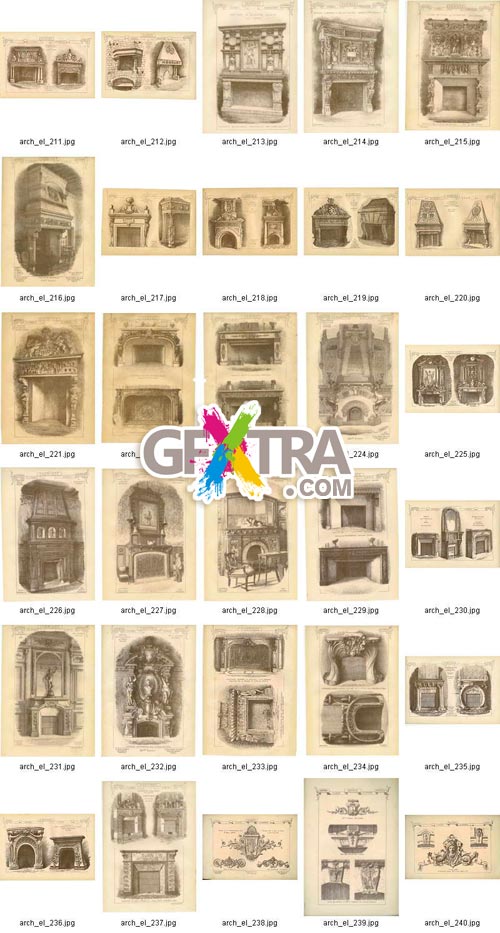 Architectural Elements - Selection of Old Engravings 648xJPGs