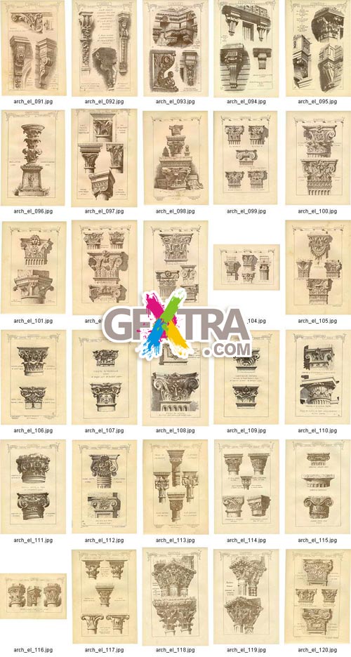 Architectural Elements - Selection of Old Engravings 648xJPGs