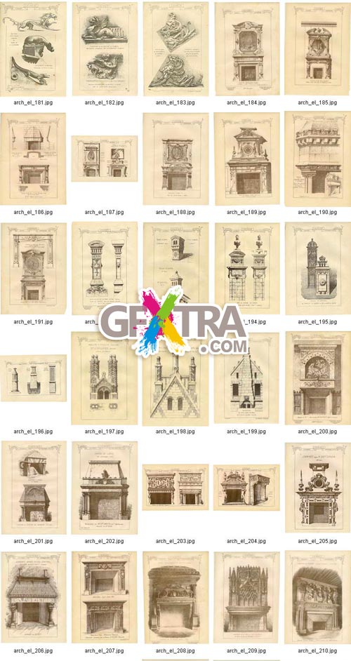 Architectural Elements - Selection of Old Engravings 648xJPGs