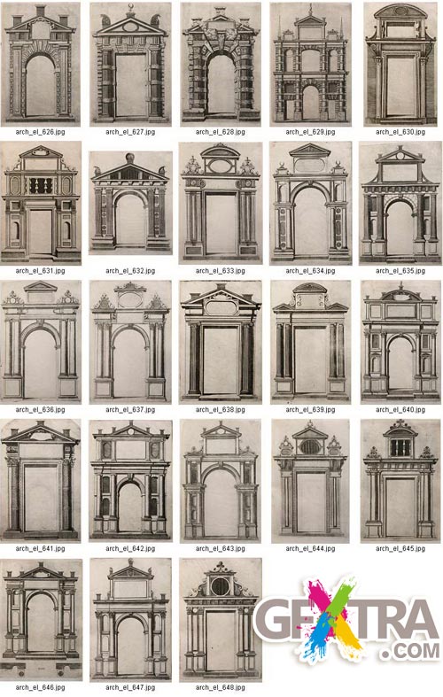 Architectural Elements - Selection of Old Engravings 648xJPGs