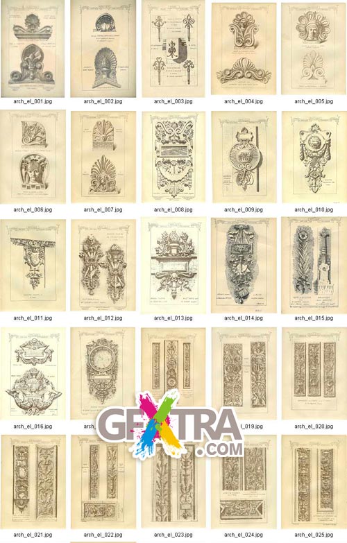 Architectural Elements - Selection of Old Engravings 648xJPGs