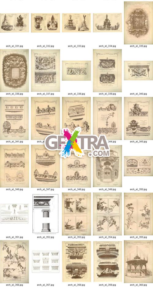 Architectural Elements - Selection of Old Engravings 648xJPGs