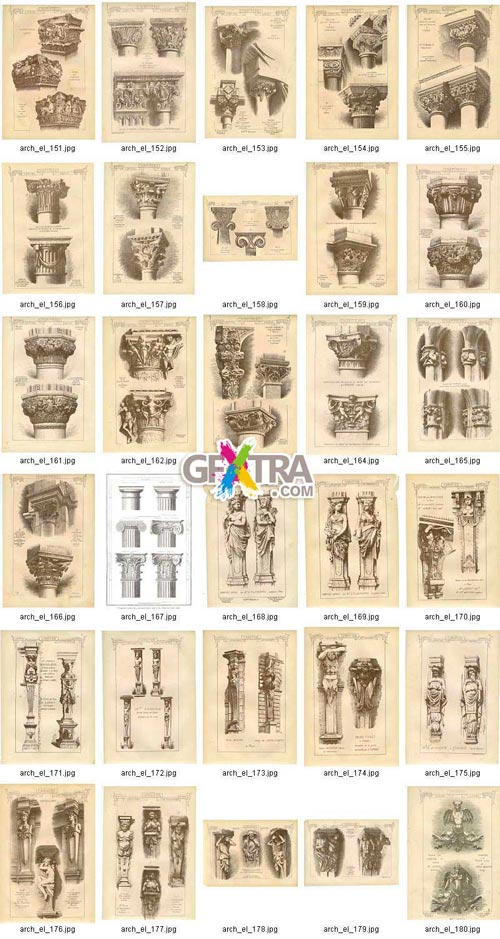 Architectural Elements - Selection of Old Engravings 648xJPGs