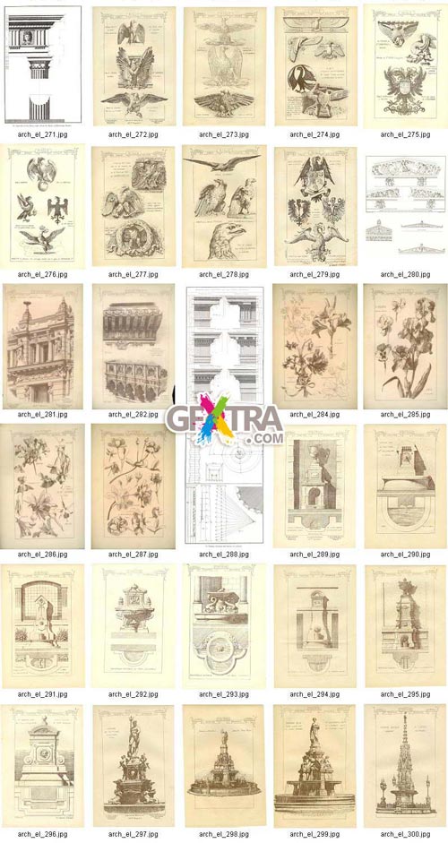 Architectural Elements - Selection of Old Engravings 648xJPGs