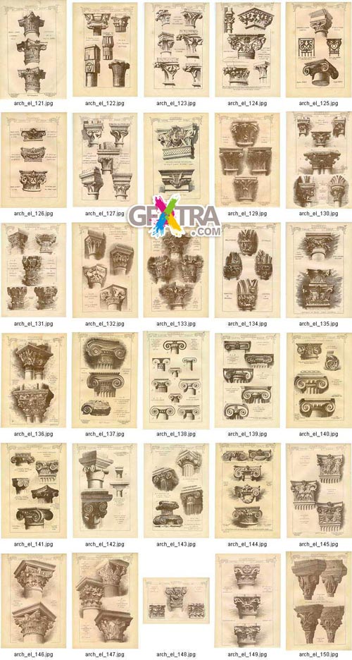 Architectural Elements - Selection of Old Engravings 648xJPGs