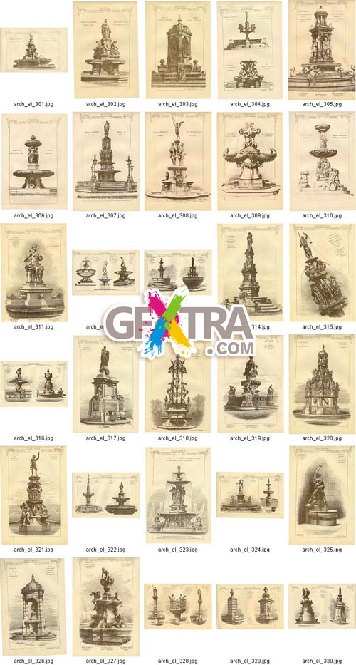 Architectural Elements - Selection of Old Engravings 648xJPGs