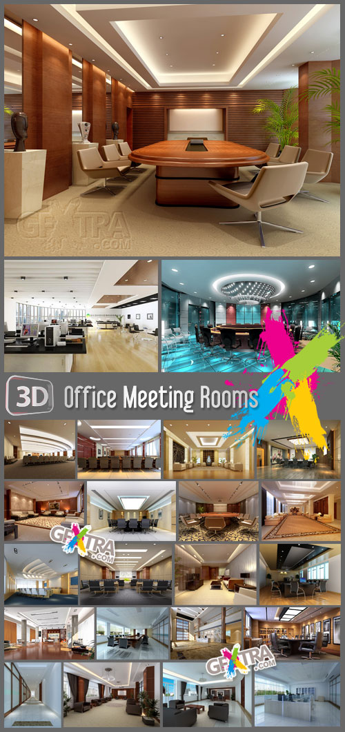 Office Meeting Rooms - 24 3D Models *.max