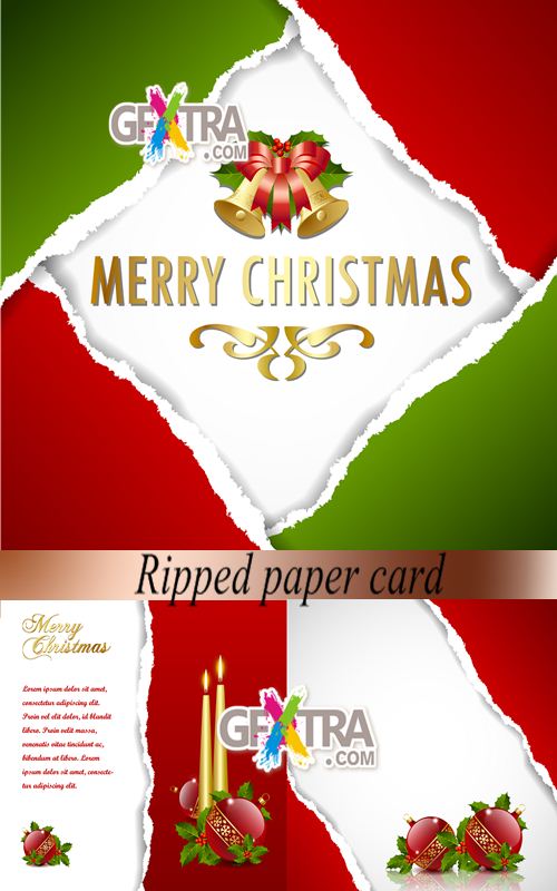 Stock: Ripped Paper Cards for Christmas