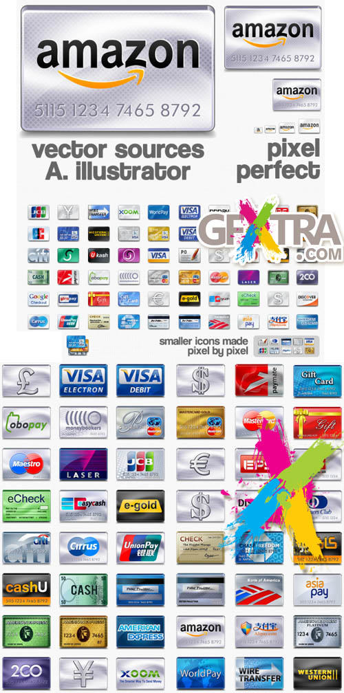 Social Credit Card Icons Set PSD 2011