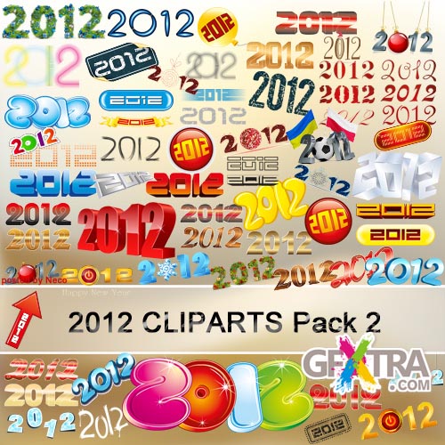 New Year Cliparts 2012 Pack 2