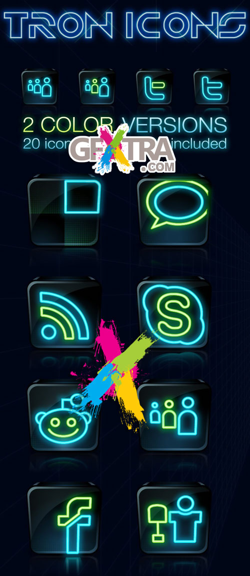 Tron Legacy Social Icons