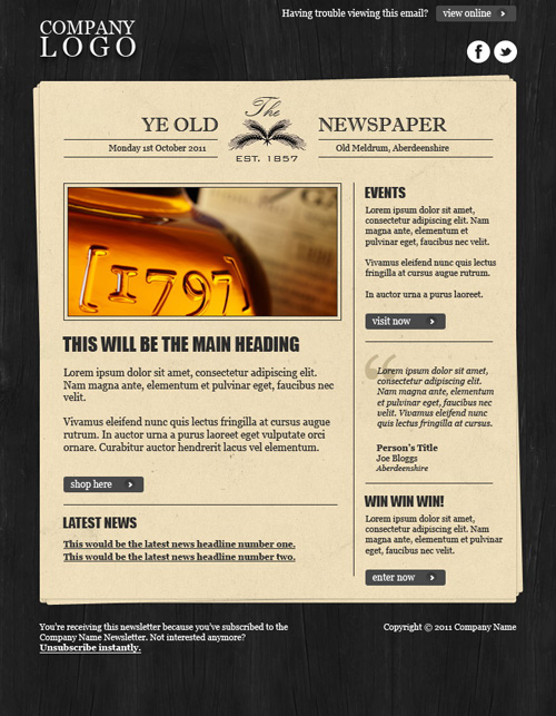 Newspaper E-Mail Template PSD