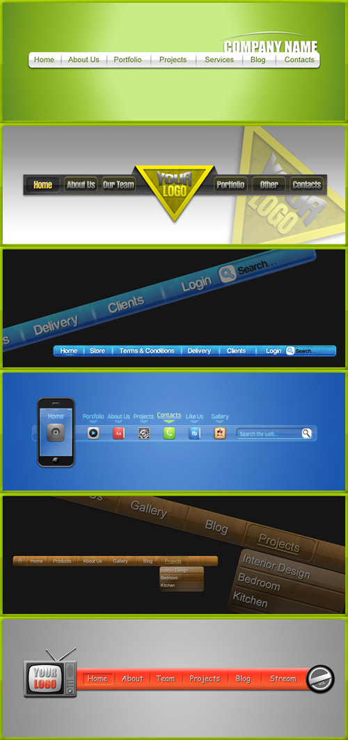 Simple Style Navigation Psd pack