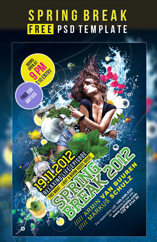 GraphSpring Break Flyer/Poster PSD template