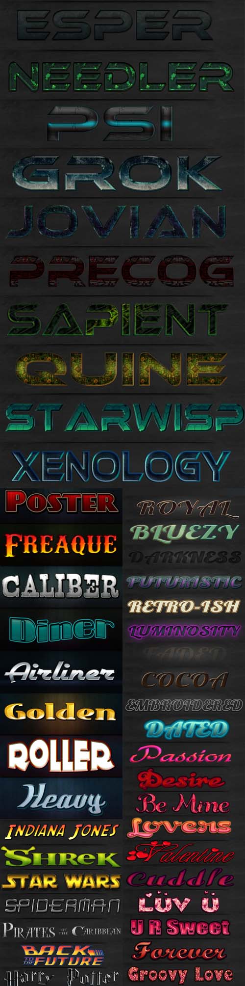 Collection of Text Photoshop Styles