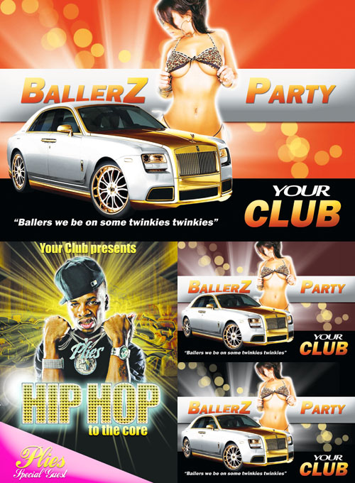 Hip Hop and Ballerz Party Flyers