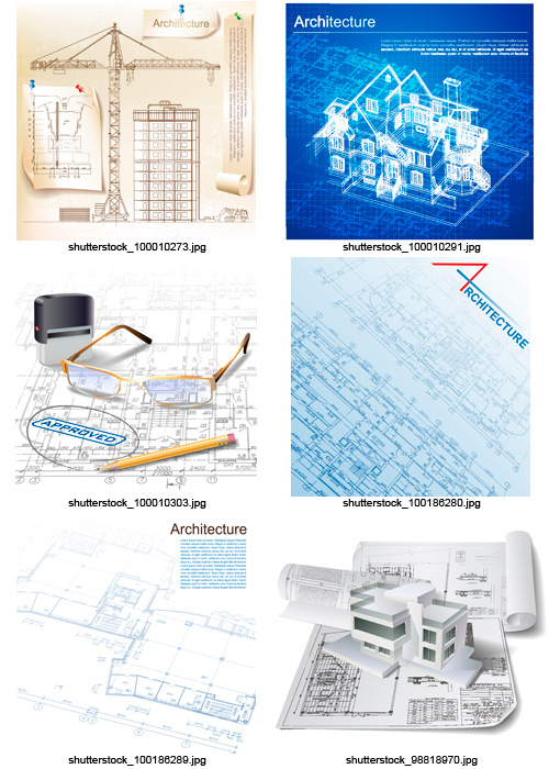 Amazing SS - Urban Blueprint and Architectural Backgrounds, 25xEPS