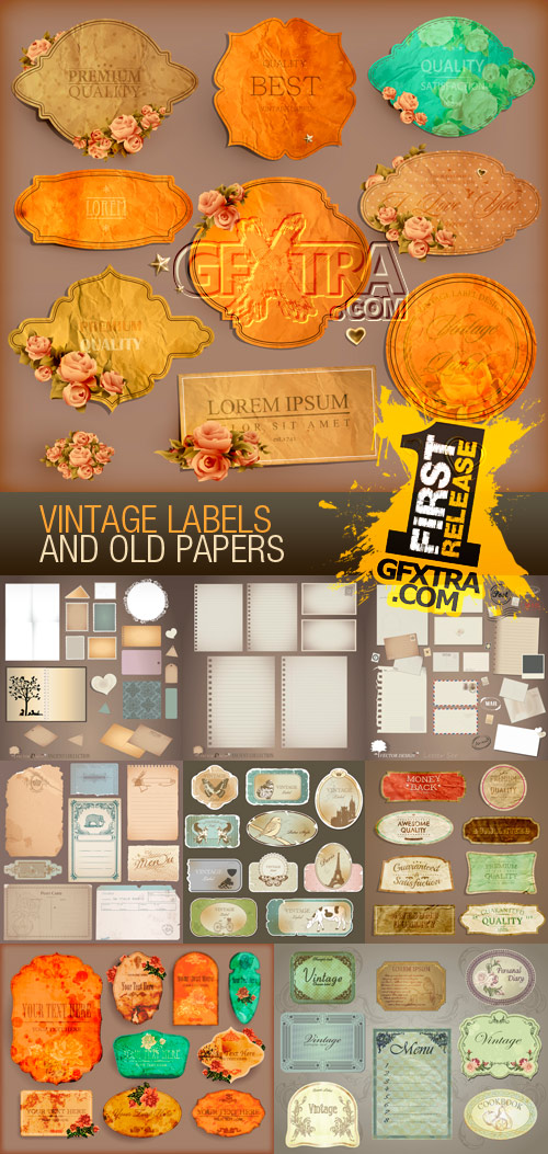 Amazing SS - Vintage Labels and Old Papers, 15xEPS