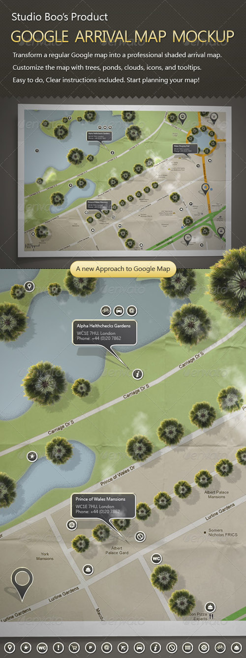 GraphicRiver - Google Arrival Map Mock-up