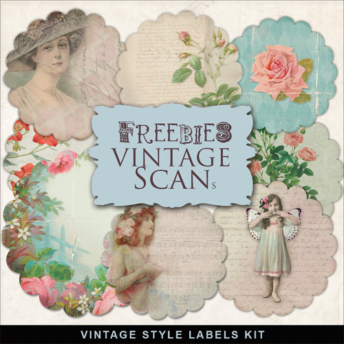 Scrap-kit - Vintage Style Labels photos woomen for Romantic Design