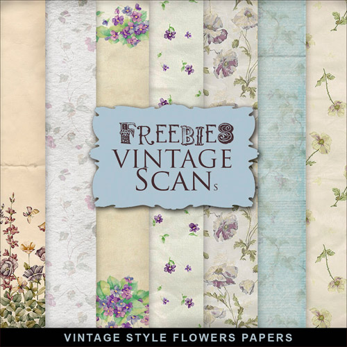 Textures - Old Vintage Backgrounds - Colored Style With Flower Pattern 16