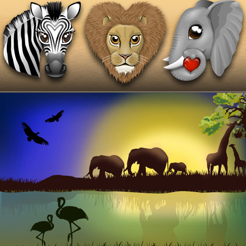 African landscape with animals