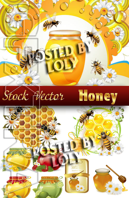 Honey and Bees - Stock Vector