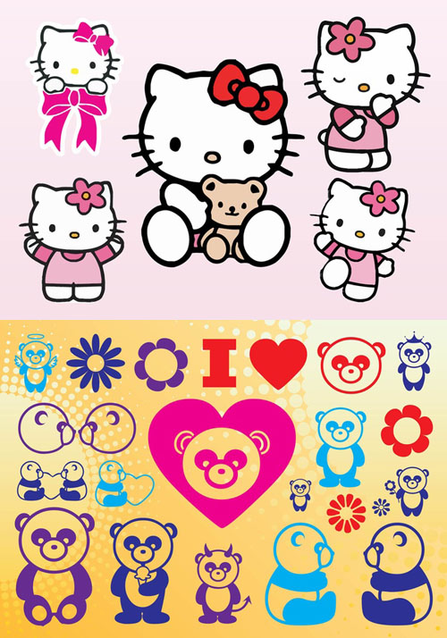 Panda Vectors and Hello Kitty Vectors