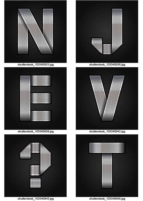 Amazing SS - Metallic Chromium Alphabet, 38xEPS