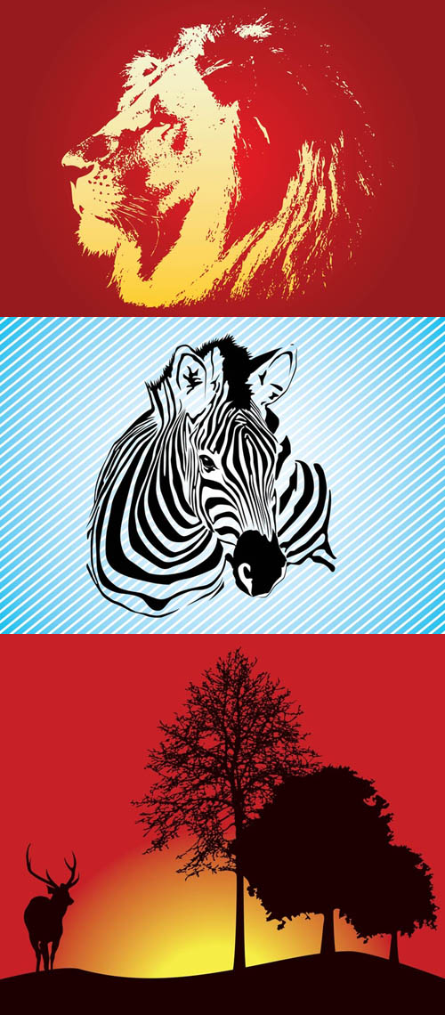 Zebra and Lion Face Vector