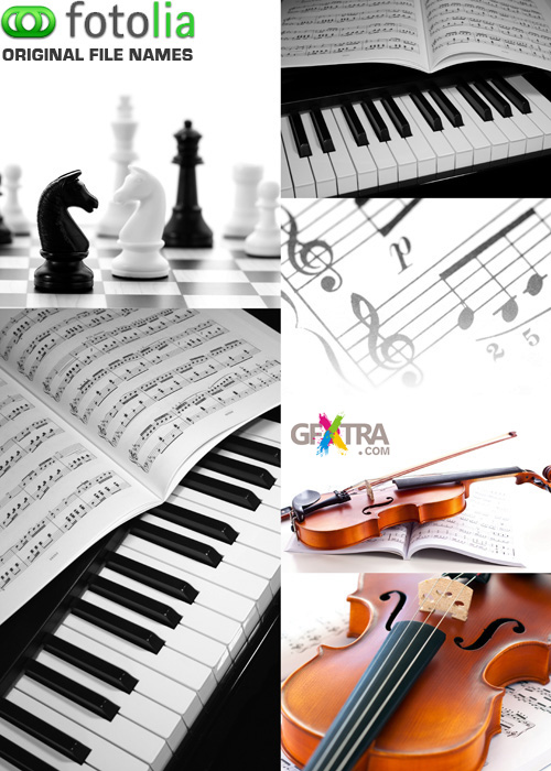 Piano, Violin and Chess - Stock Photo