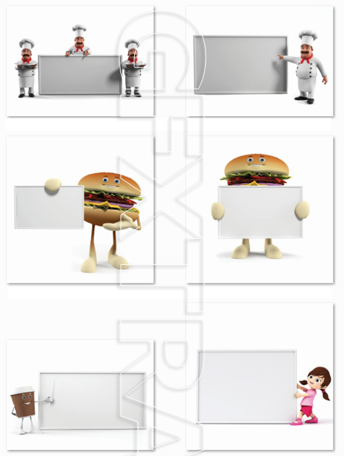 3d rendered food people are animals, 25xJPEG